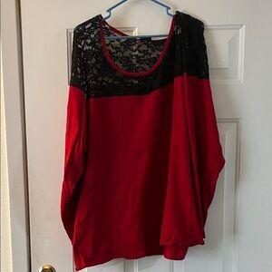 Torrid Elegant Red Sweater with Black Lace